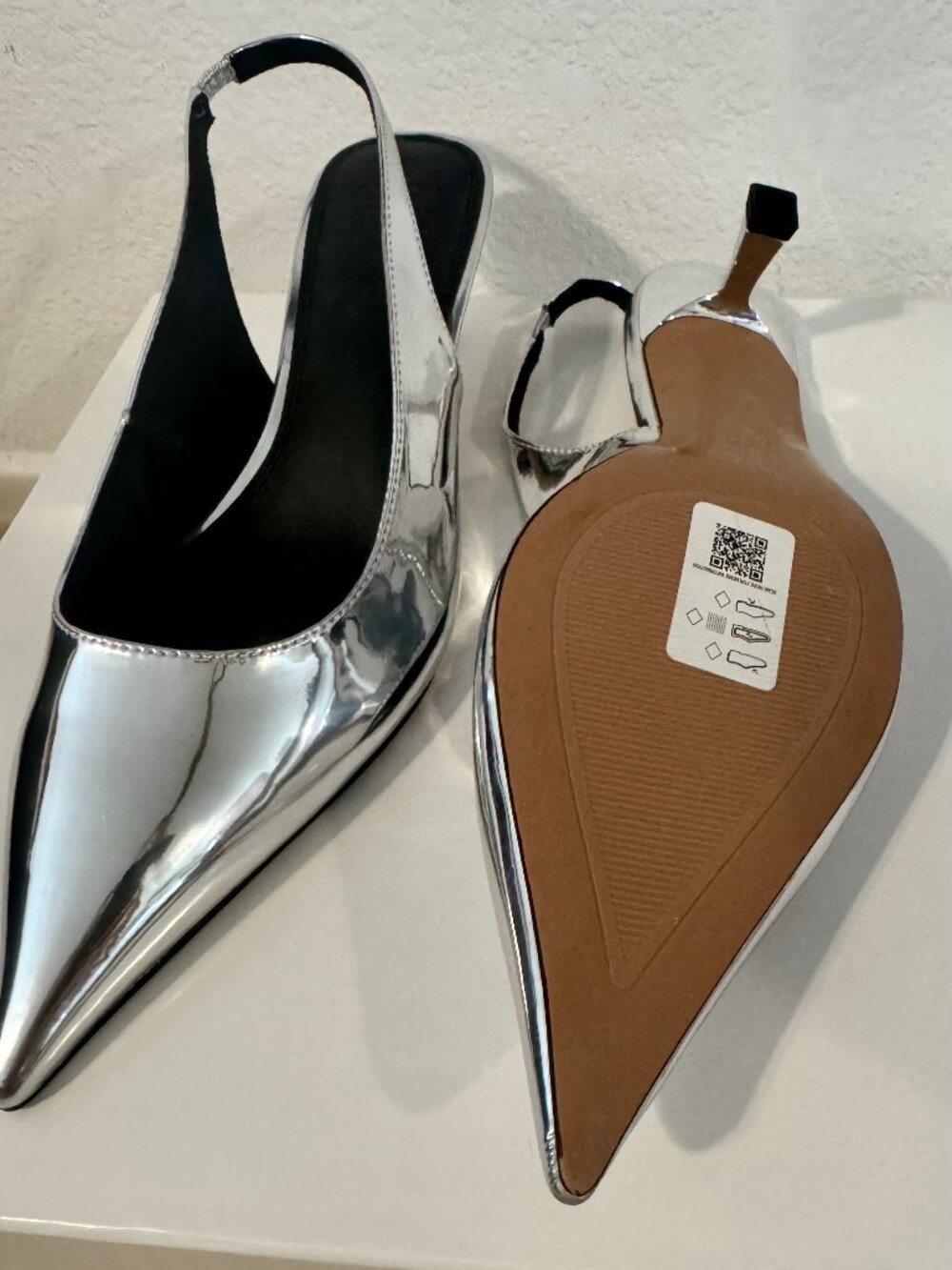NEW ASOS Metallic Silver Slingback Kitten Heel- Size 10